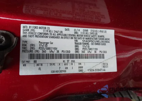 2014 Ford C-Max Energi Sel z USA, uszkodzony, nr VIN 1FADP5CU9EL503904